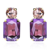 Adelle Light Amethyst Crystal Ocatgon And Light Rose Round Stone Drop Earrings