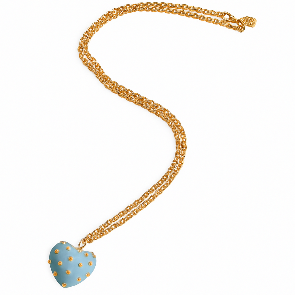 Ophelia Aqua Resin Studded Heart Pendant