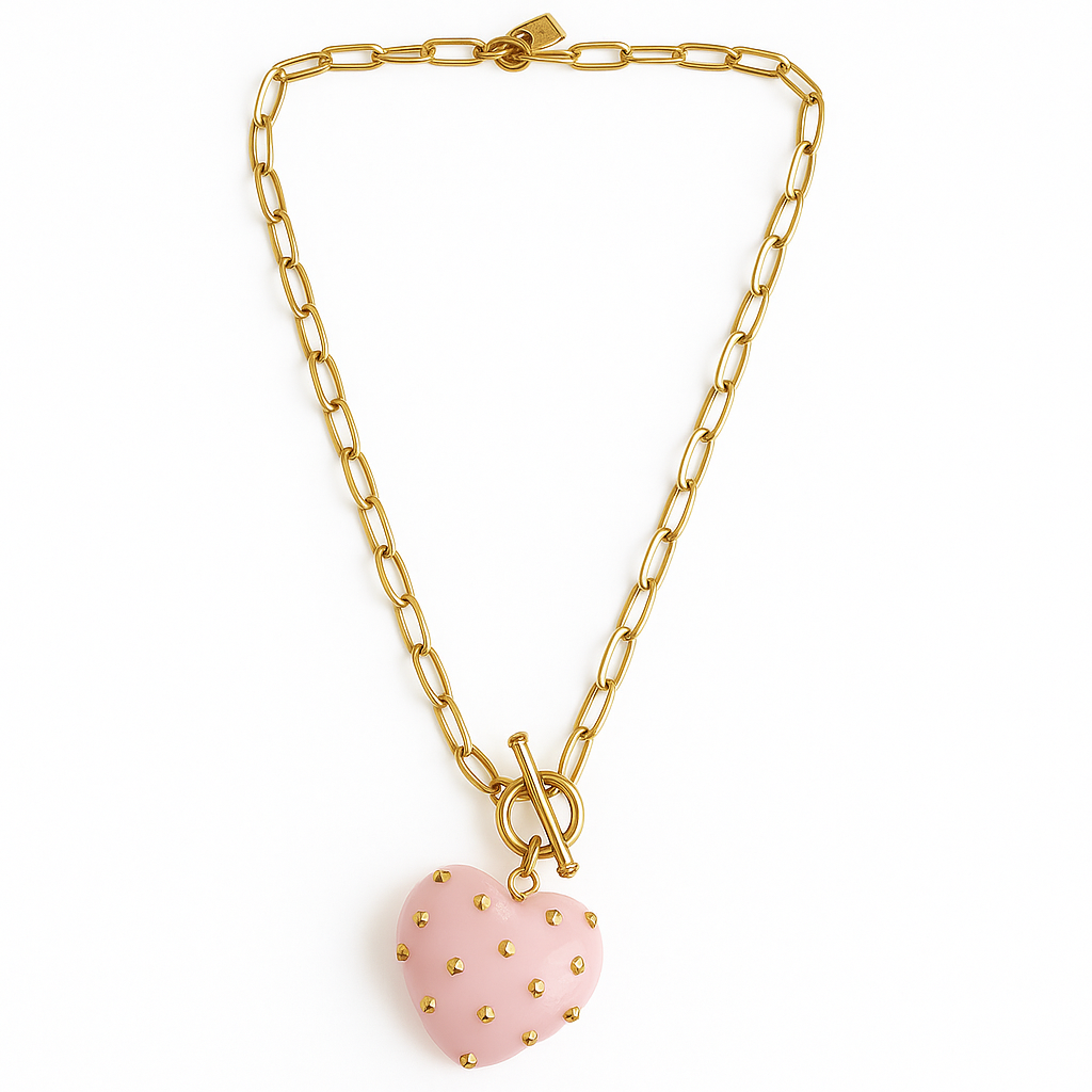 Celestine Rose Resin Heart Pendant