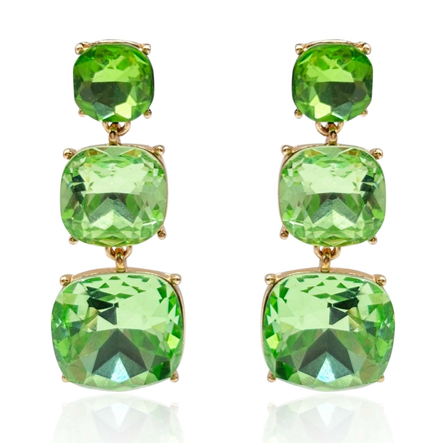 Pendientes Lucienne de peridoto con triple forma de cojín