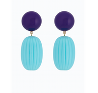 Arabella Turquoise And Purple Resin Clip Earrings