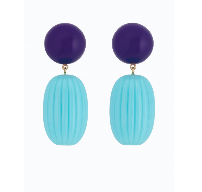 Arabella Turquoise And Purple Resin Clip Earrings