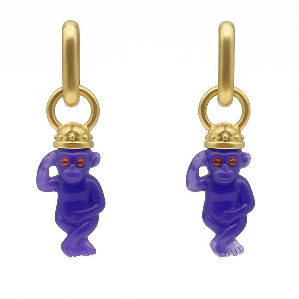 Monkey Purple Resin Drop Earrings