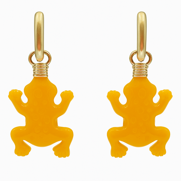 Frog Ochre Resin Drop Earrings