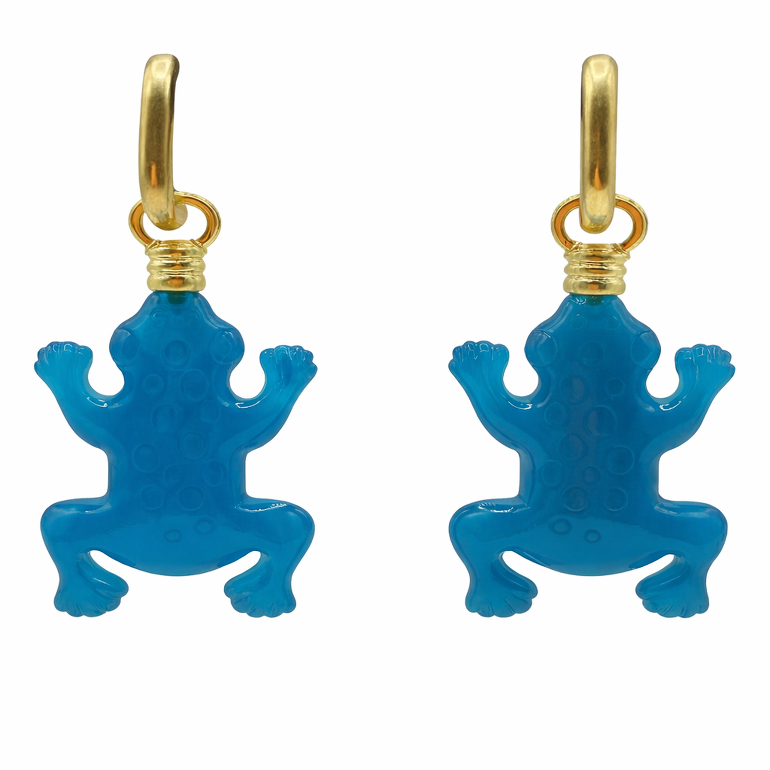 Frog Blue Resin Drop Earrings