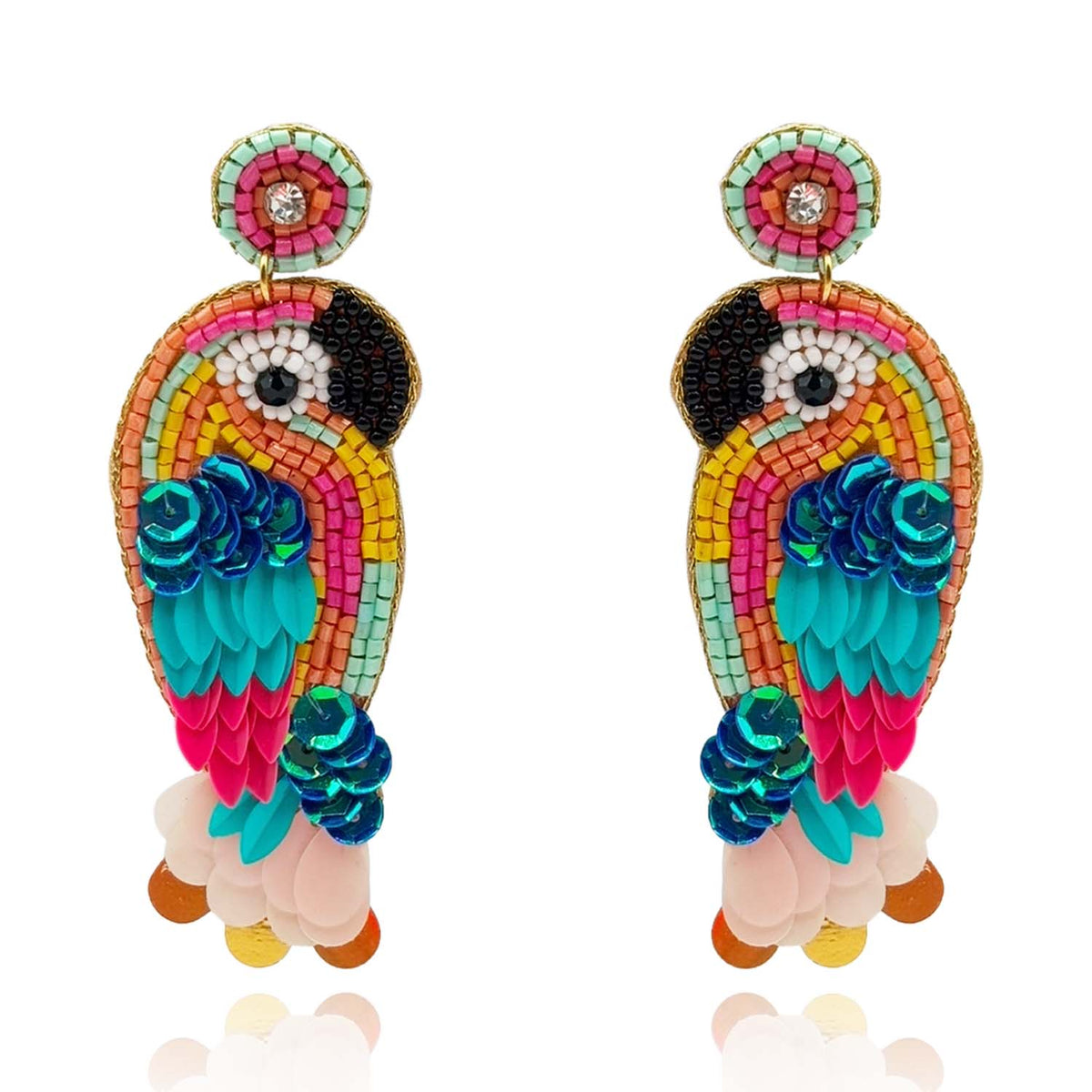 Hand Beaded Parrot Earrings