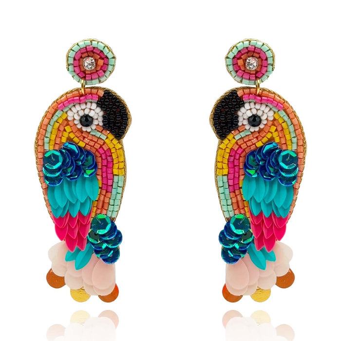 Hand Beaded Parrot Earrings