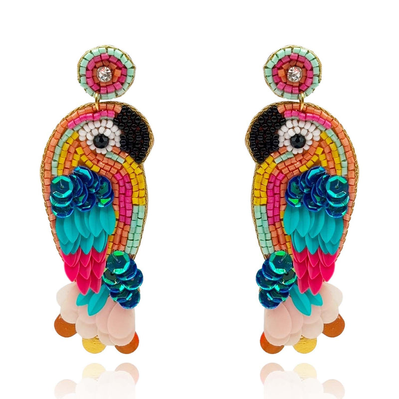 Hand Beaded Parrot Earrings