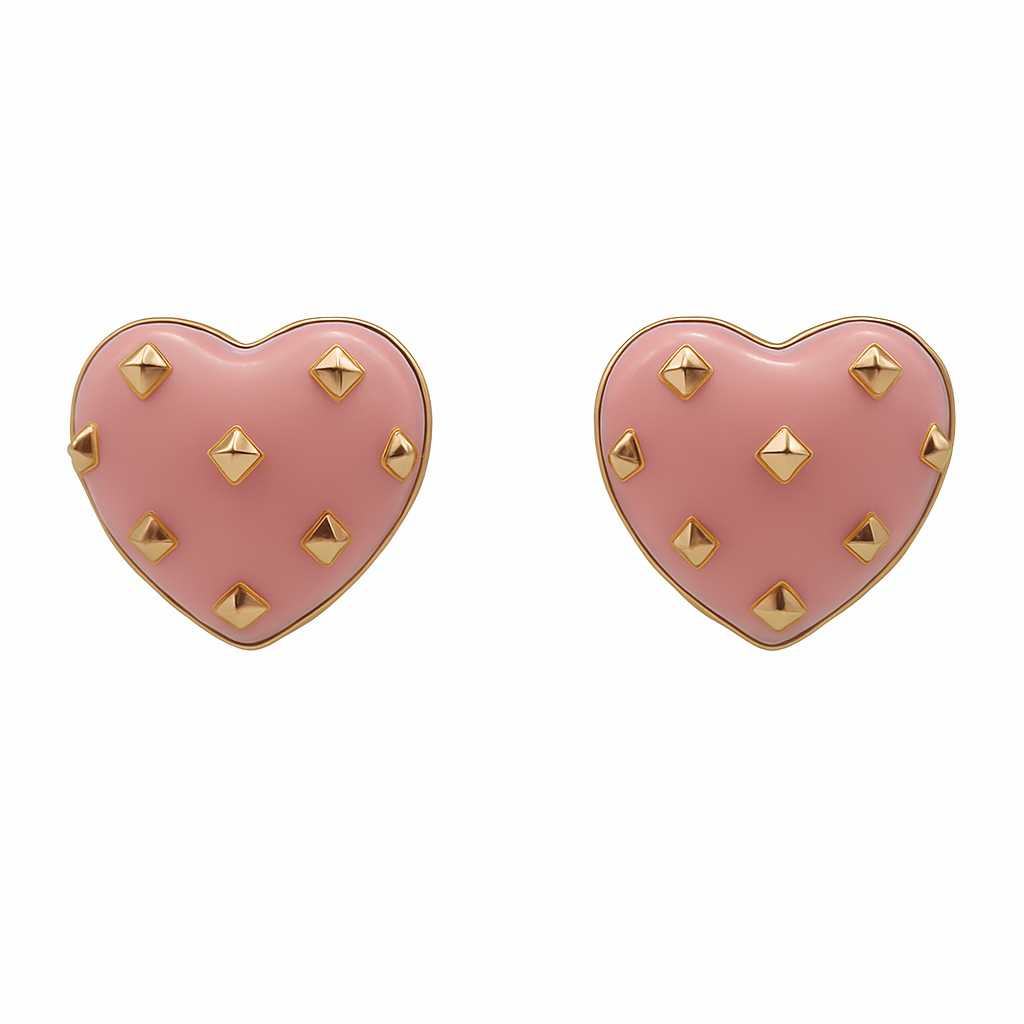Cosette Rose Heart Resin Stud Earrings