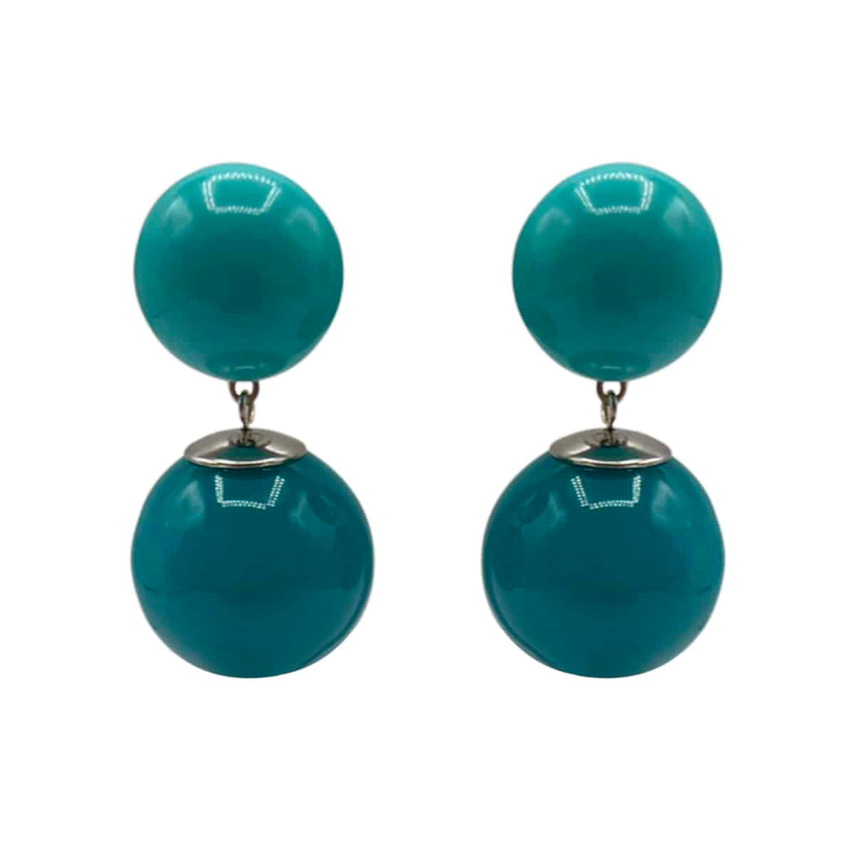 Turquoise Resin Clip On  Drop Earrings