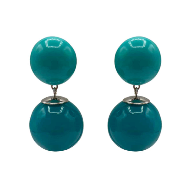 Turquoise Resin Clip On  Drop Earrings