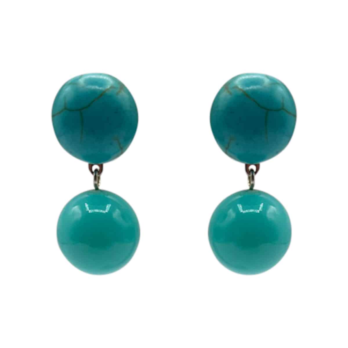 Boucles d'oreilles pendantes à clip en howlite turquoise