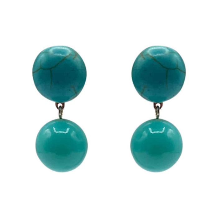 Turquoise Howlite Clip On Drop Earring