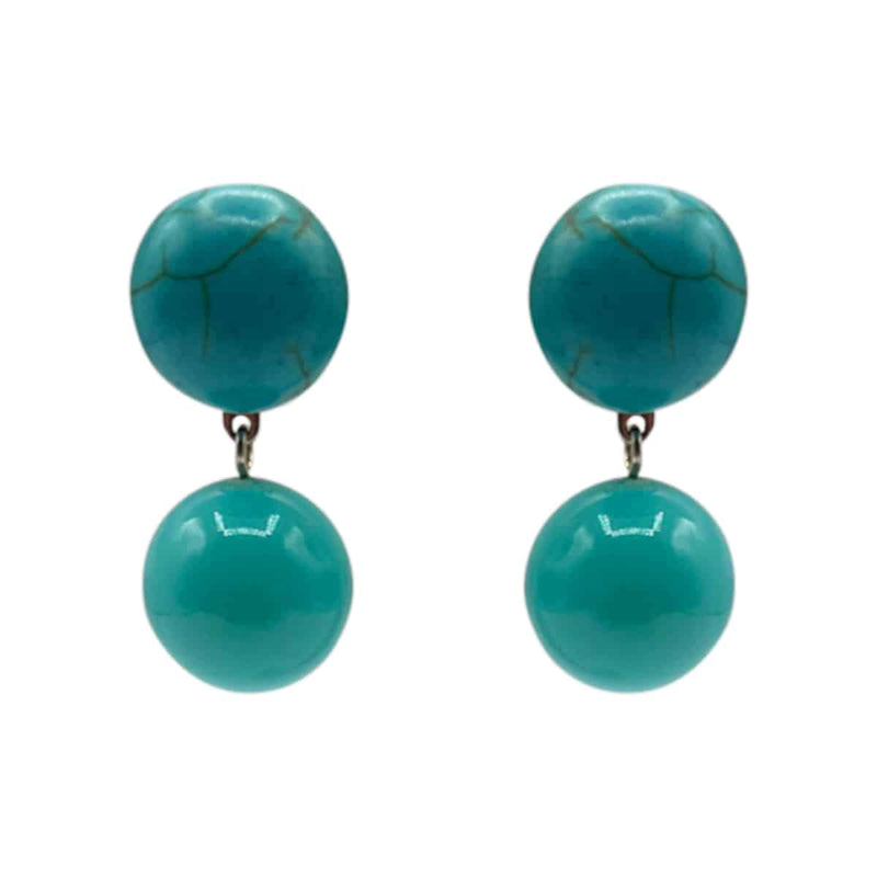 Turquoise Howlite Clip On Drop Earring