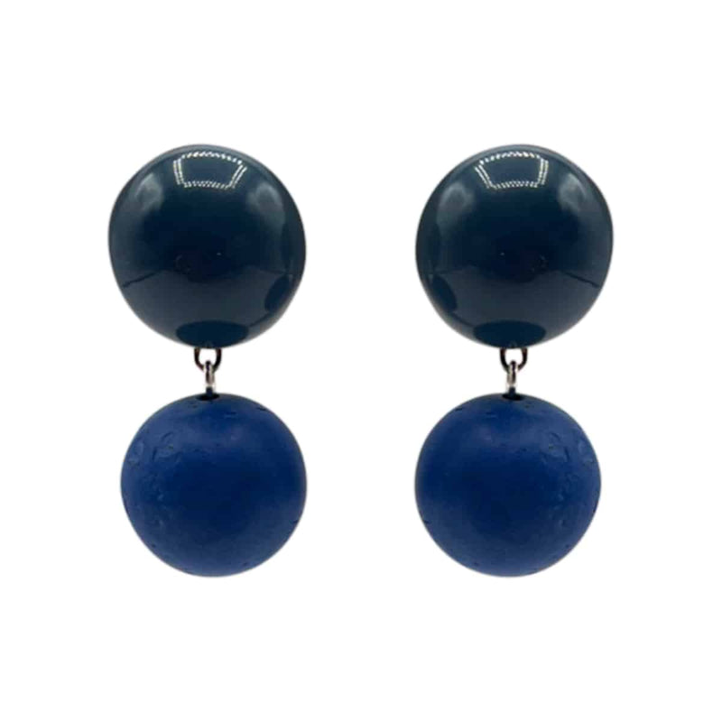 Navy Blue Ball Drop Clip-On Earrings - Elegant Statement Accessories