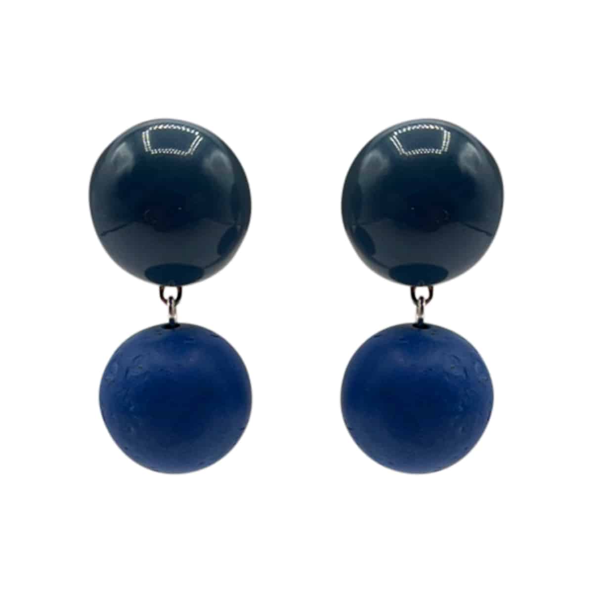 Navy Blue Resin Pierced Earrings - Contemporary Elegance for Any Occasion