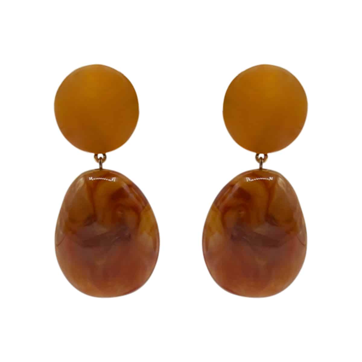 Carnelian Colored Resin Clip On Drop Earrings