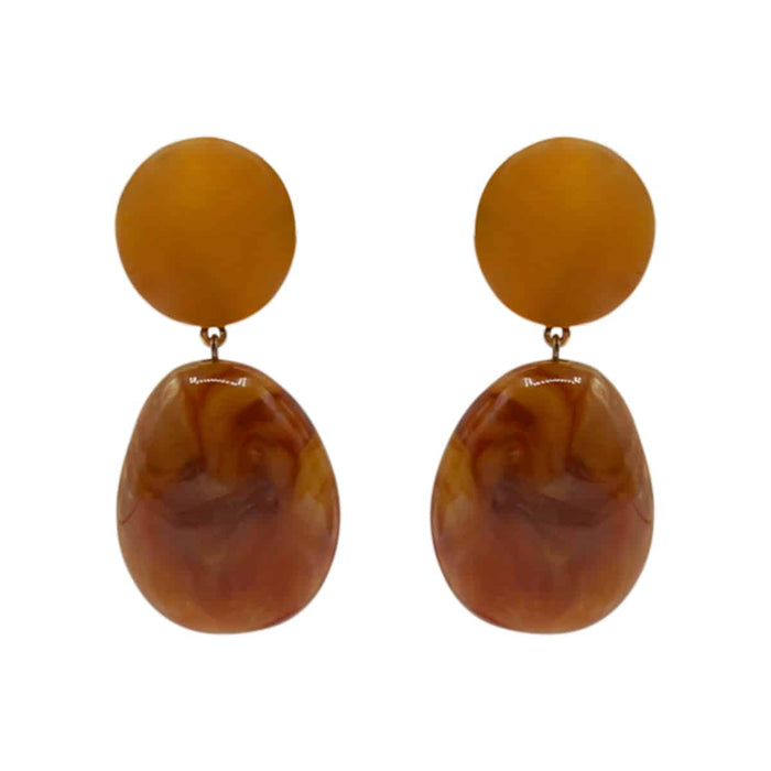 Carnelian Colored Resin Clip On Drop Earrings