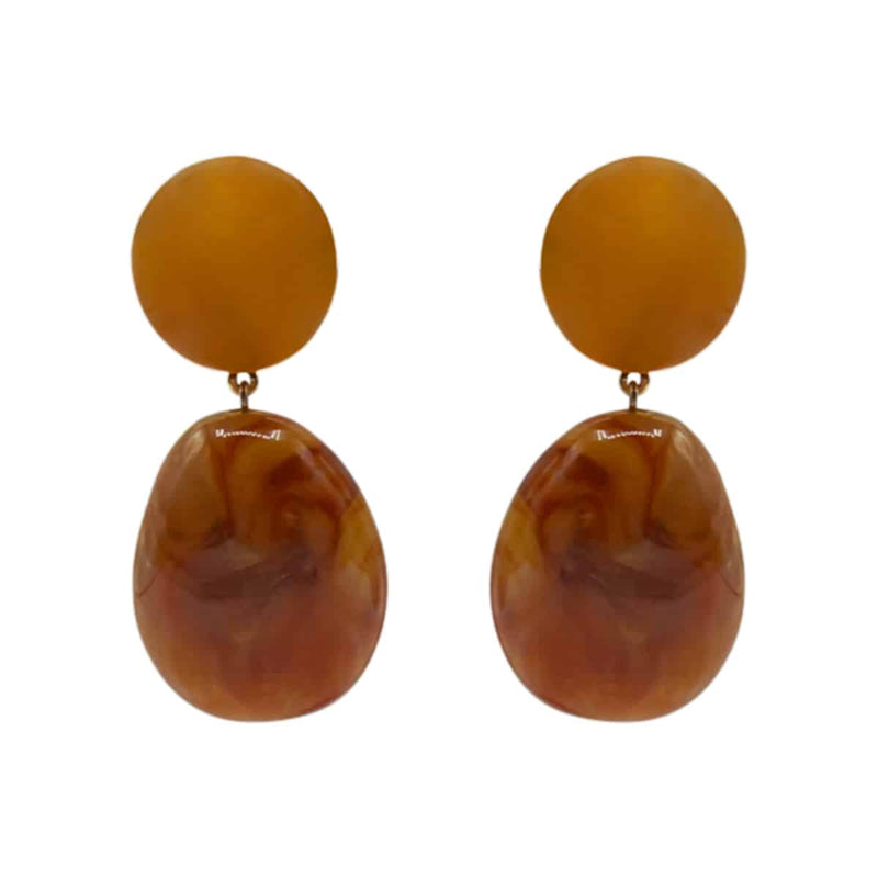 Carnelian Colored Resin Clip On Drop Earrings