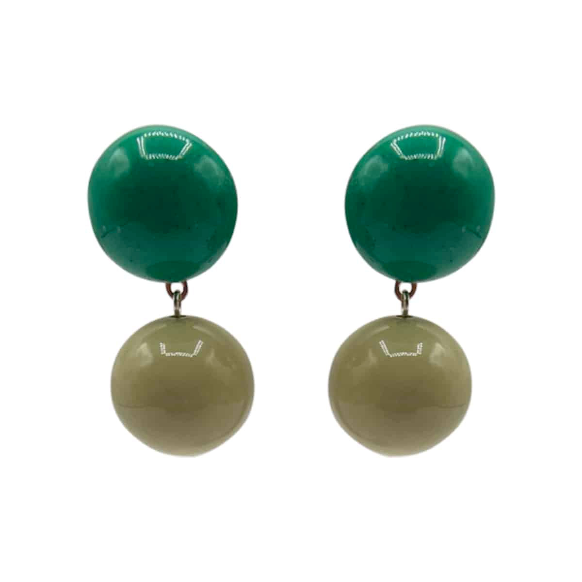 Boucles d'oreilles pendantes bicolores vert émeraude - Bijoux élégants