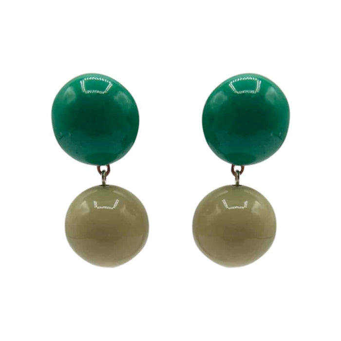 Emerald Green Two-Tone Pierced Drop Earrings - Elegant Statement Jewelry