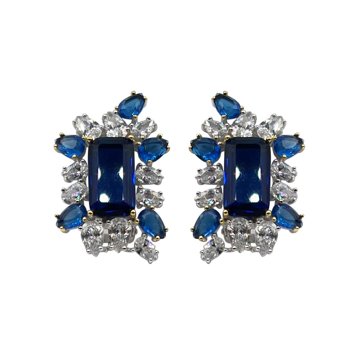 Sapphire Octagon Clip On Earrings