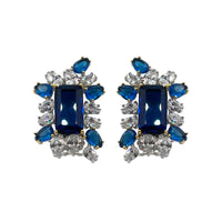 Sapphire Octagon Clip On Earrings