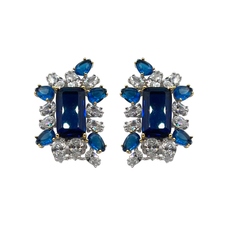 Sapphire Octagon Clip On Earrings