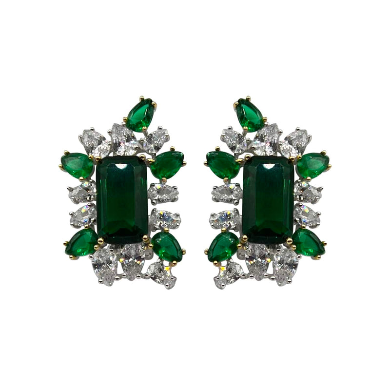 Emerald Octagon Clip On Earrings