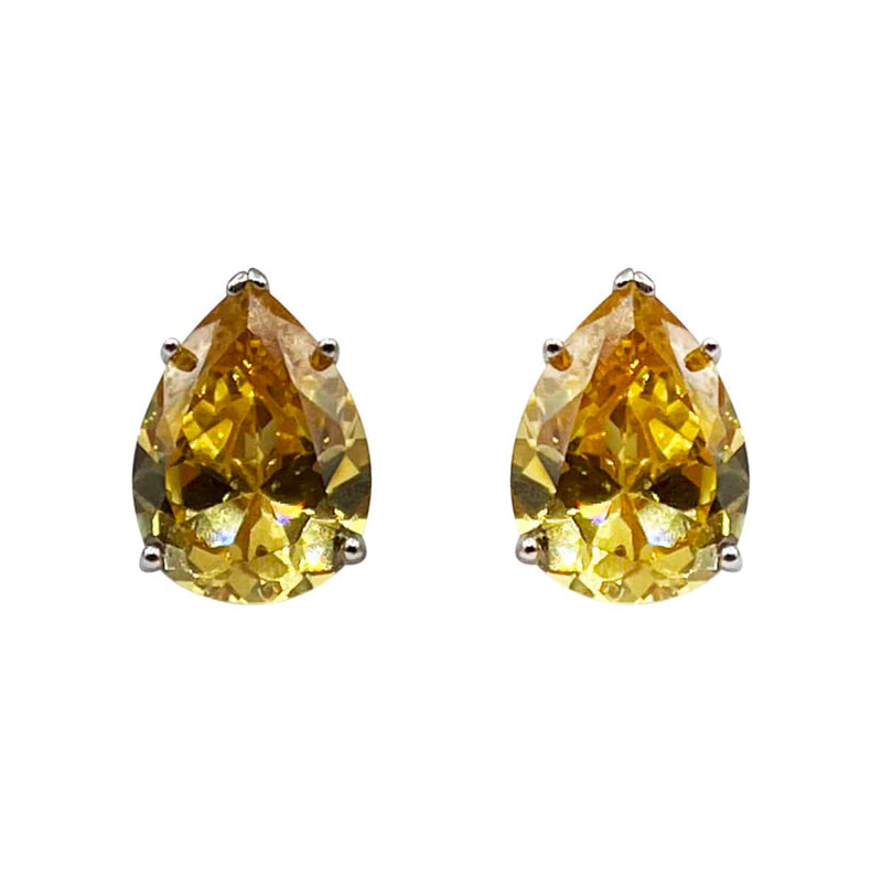 Canary Cubic Zirconia Pear-Shaped Clip-On Earrings | Elegant Non-Pierced Jewelry