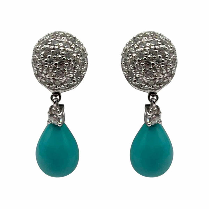 Sterling Silver and Turquoise Glass Clip Drop Earrings