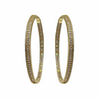 Large Sterling Silver Vermeil Hoops with Cubic Zirconia Baguettes