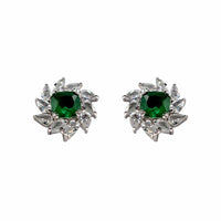 Emerald & Diamond Clip-On Earrings in Sterling Silver | Elegant Statement Jewelry