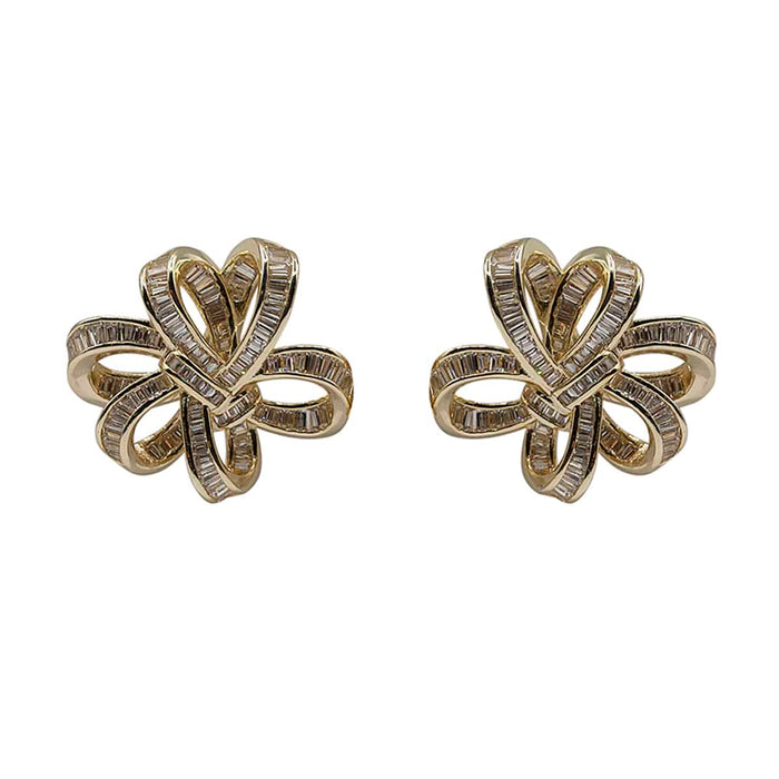 Boucles d'oreilles percées en argent sterling et vermeil avec baguettes en zircone cubique