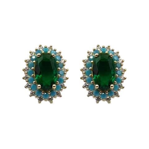 Small Oval Emerald Pierced Earring