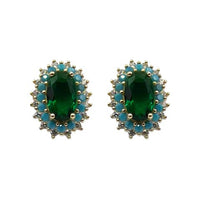 Small Oval Emerald Pierced Earring