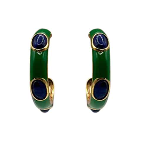 Green Enamel Hoop Earrings