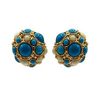 Turquoise and Ivory Gold Clip Buttons