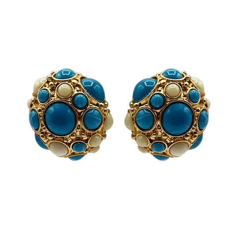 Turquoise and Ivory Gold Clip Buttons