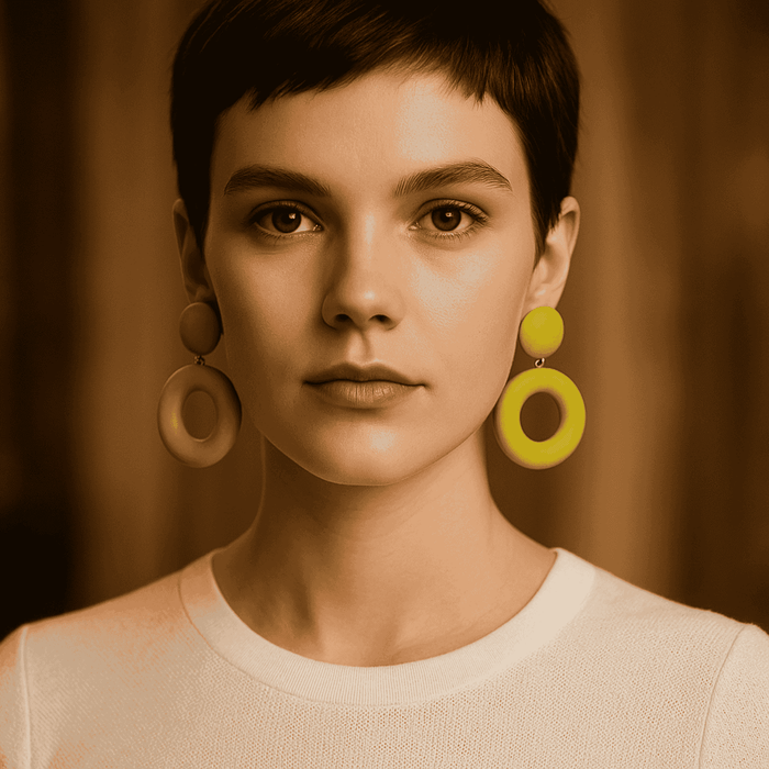 LUCIA CHATREUSE RESIN AND MATTE RUBBER CLIP DROP EARRINGS
