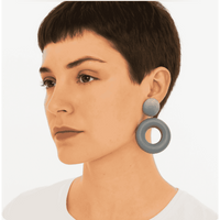 LUCIA FRENCH GREY RESIN AND MATTE RUBBER CLIP DROP EARRINGS