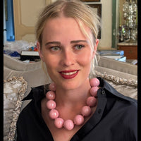 Gumball Pale Pink Coated Resin Knotted Necklace