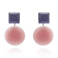 Clip On Italain ReasinEarrings With Lavender Mirrored Resin Top And Large Translucent Pink Bottom