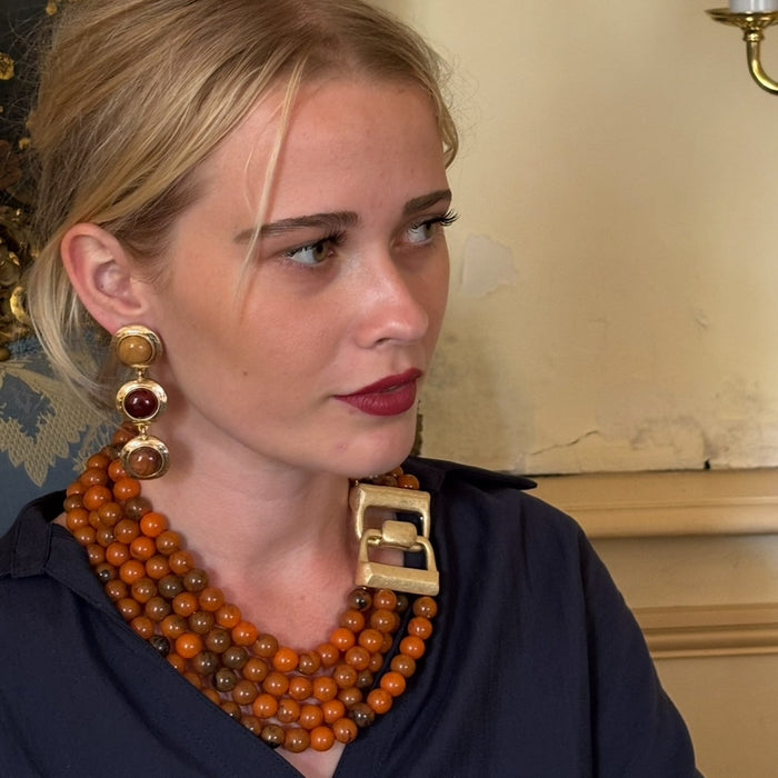 Irena Four Strand Carnelian Resin Bead Nesting Necklace