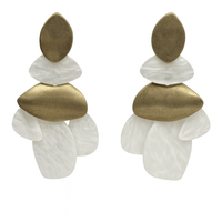 Danielle Mother Of Pearl Resin & Worn Gold Pierced Earrings