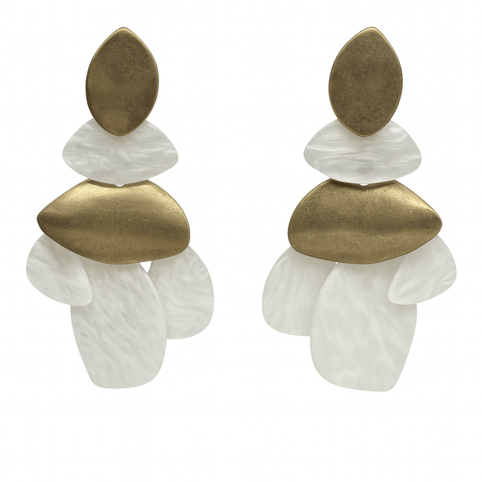 Danielle Mother Of Pearl Resin & Worn Gold Pierced Earrings