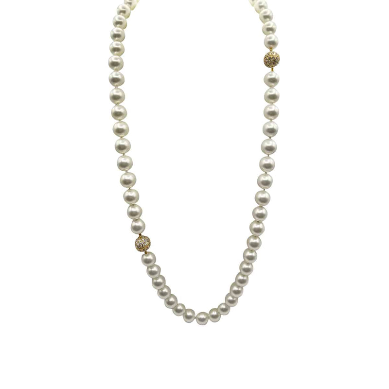 Two Strand 14mm Shell-Based White Nesting Pearl Necklace