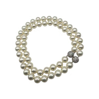 Two Strand 14mm Shell-Based White Nesting Pearl Necklace