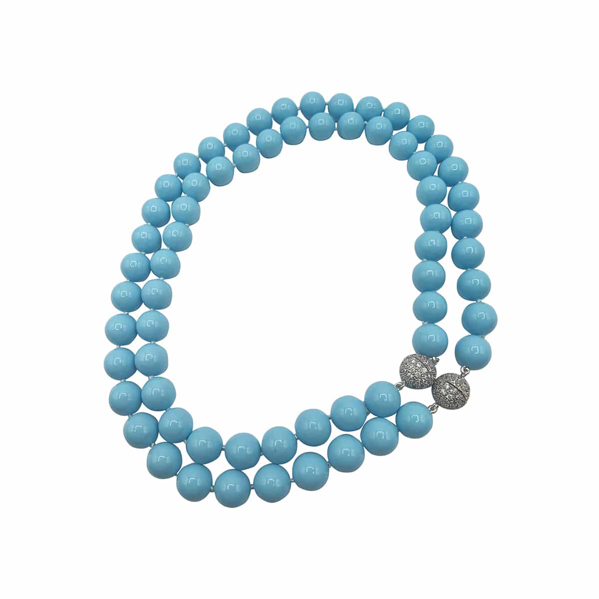 Two-Strand 10mm Shell-Based Turquoise Bead Necklace