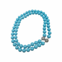 Two-Strand 10mm Shell-Based Turquoise Bead Necklace